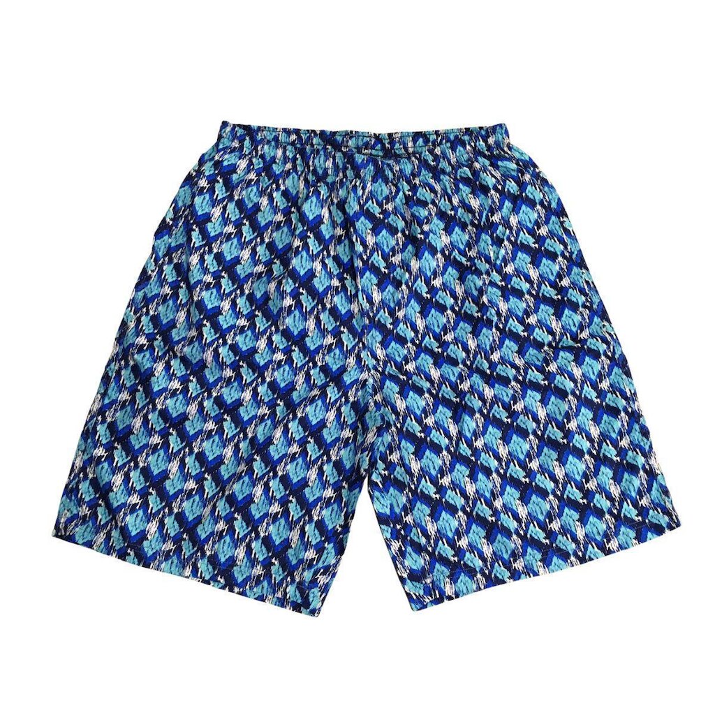 Bermuda Masculina Tactel Com Cós Elástico Azul Estampada G1 Ao G7 Plus Size