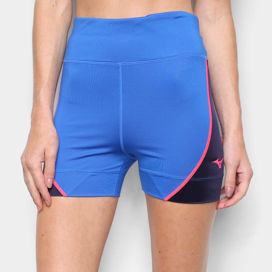 Bermuda Mizuno Sky Run 3 Cintura Alta Feminina - Azul+Rosa Menor preço em Bermuda Mizuno Sky Run 3 Cintura Alta Feminina - Azul+Rosa