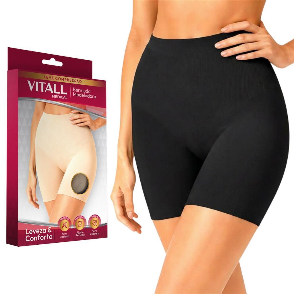 Bermuda Modeladora Vitall Leve Compressão Sem Costura Feminina