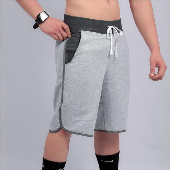 Bermuda Moletinho Masculina BYG Indian Cinza - Cinza+Chumbo Menor preço em Bermuda Moletinho Masculina BYG Indian Cinza - Cinza+Chumbo