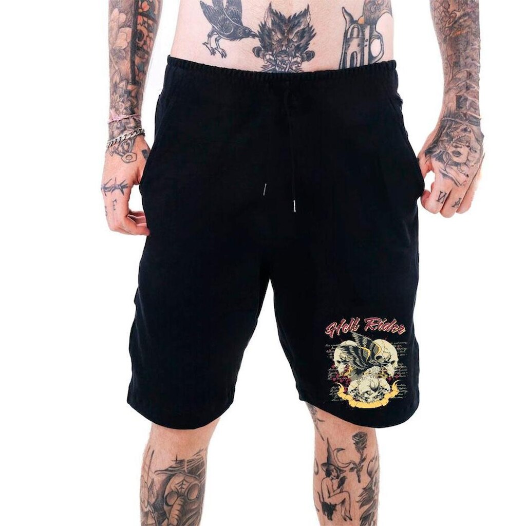 Bermuda Moletinho Masculina‎ Hell Rider Caveiras Abstract Street