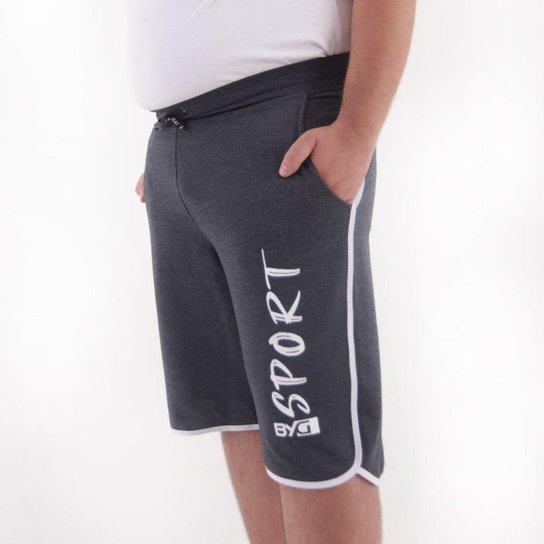 Bermuda Moletinho Plus Size Masculina BYG Sport - Chumbo Menor preço em Bermuda Moletinho Plus Size Masculina BYG Sport - Chumbo
