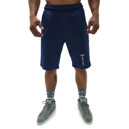 Bermuda Moletom Cellos Vertical Premium - Marinho Menor preço em Bermuda Moletom Cellos Vertical Premium - Marinho