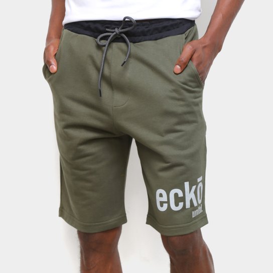 Bermuda Moletom Ecko Logo II Masculina - Verde Militar é boa?