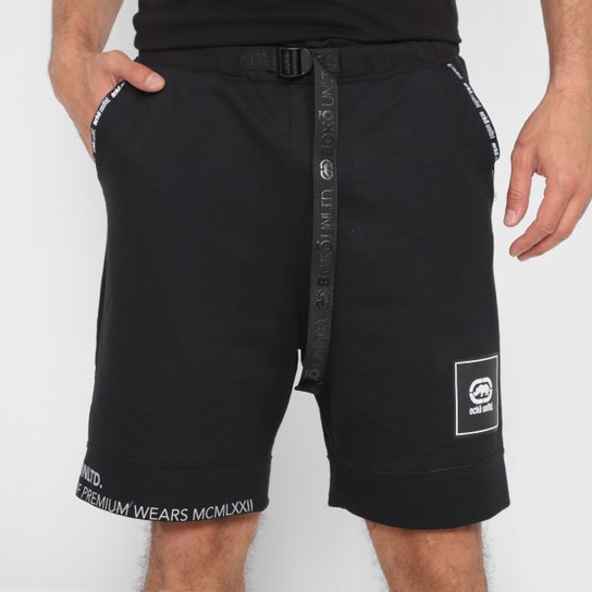 Bermuda Moletom Ecko Piping Masculina - Preto Menor preço em Bermuda Moletom Ecko Piping Masculina - Preto