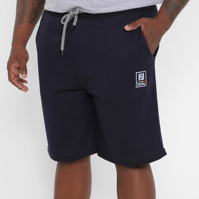 Bermuda Moletom Fatal Plus Size Masculina - Marinho Menor preço em Bermuda Moletom Fatal Plus Size Masculina - Marinho