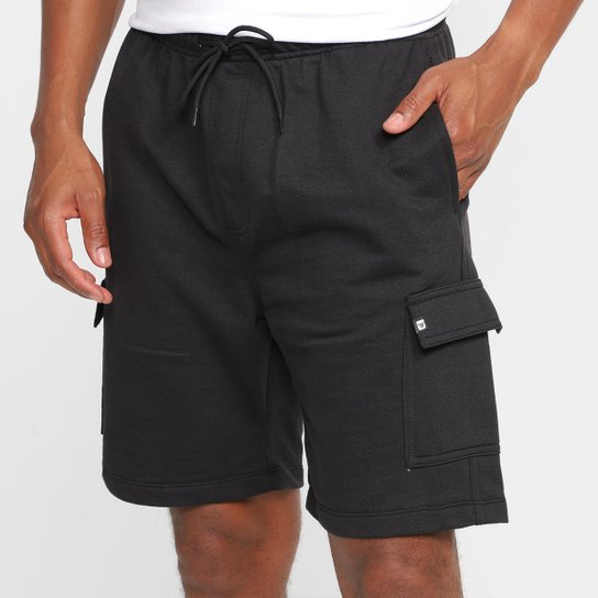Bermuda Moletom Hang Loose Cargo Masculina - Preto Menor preço em Bermuda Moletom Hang Loose Cargo Masculina - Preto