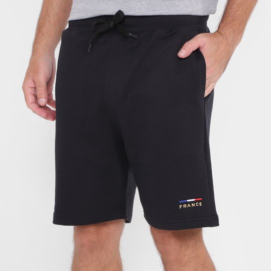 Bermuda Moletom Industrie France Masculina - Preto Menor preço em Bermuda Moletom Industrie France Masculina - Preto