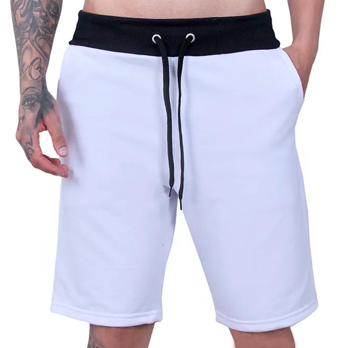 short moletom branco masculino