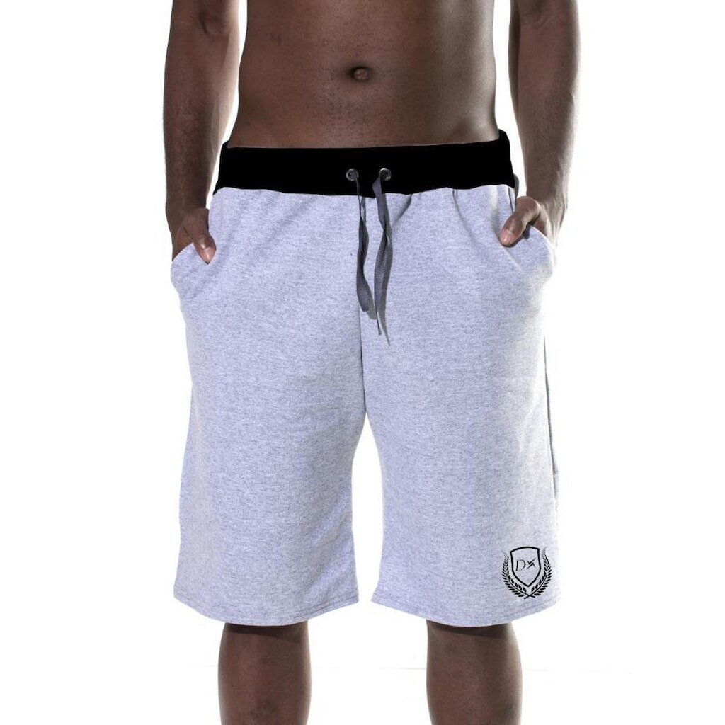 Bermuda Moletom Logo Masculina Algodão Bolso Cós Elástico
