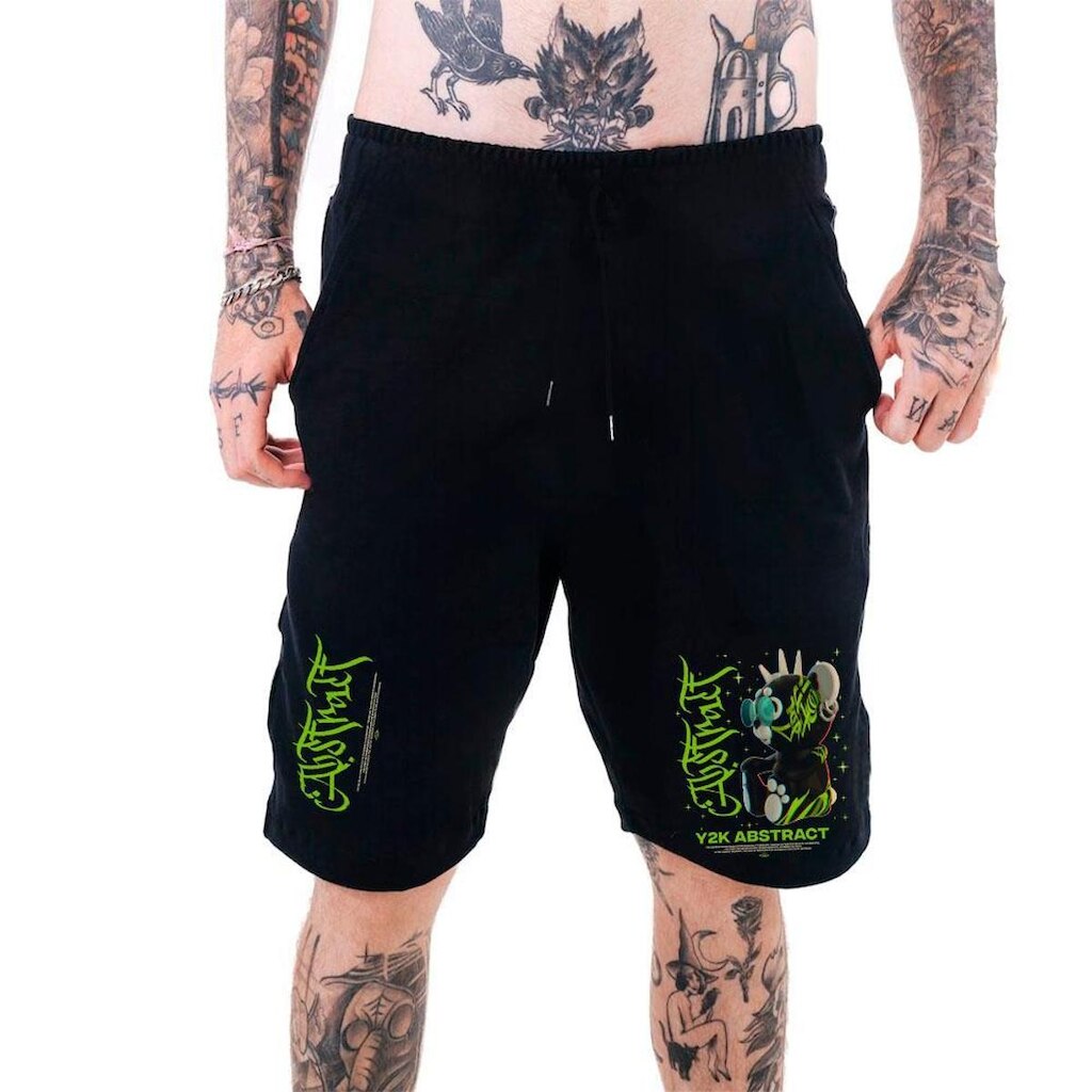 Bermuda Moletom Masculina‎ Urso Street Green Y2k Abstract
