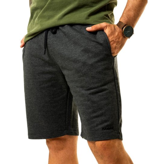 Bermuda Moletom Masculina Várias Cores Lisa Malha Premium Hammer