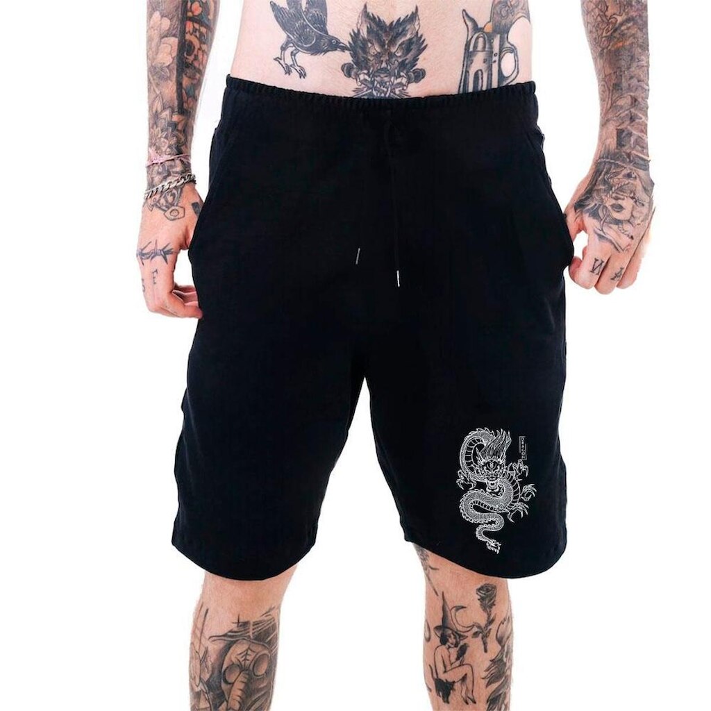 Bermuda Moletom MasculinaDragão Arte Oriental Abstract Exclusiva All