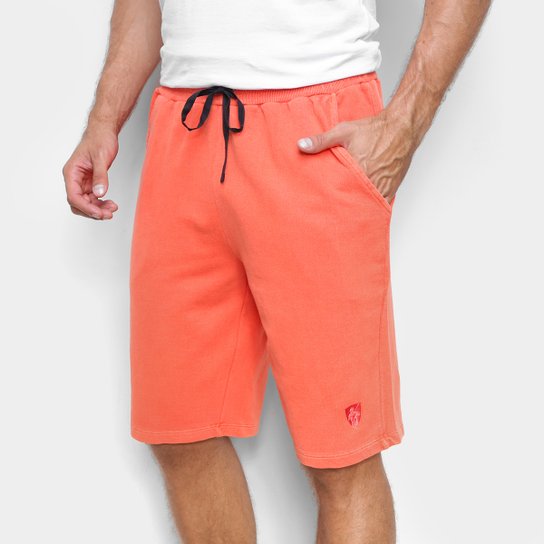 Bermuda Moletom MR Kitsch Estonada Masculina - Laranja Menor preço em Bermuda Moletom MR Kitsch Estonada Masculina - Laranja