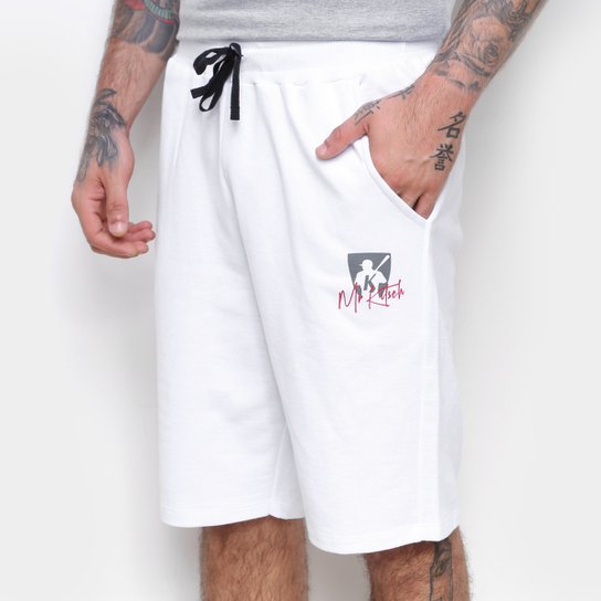 Bermuda Moletom Mr Kitsch Masculina - Branco Menor preço em Bermuda Moletom Mr Kitsch Masculina - Branco