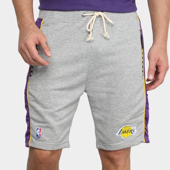 Bermuda Moletom NBA Los Angeles Lakers Masculina - Mescla Menor preço em Bermuda Moletom NBA Los Angeles Lakers Masculina - Mescla
