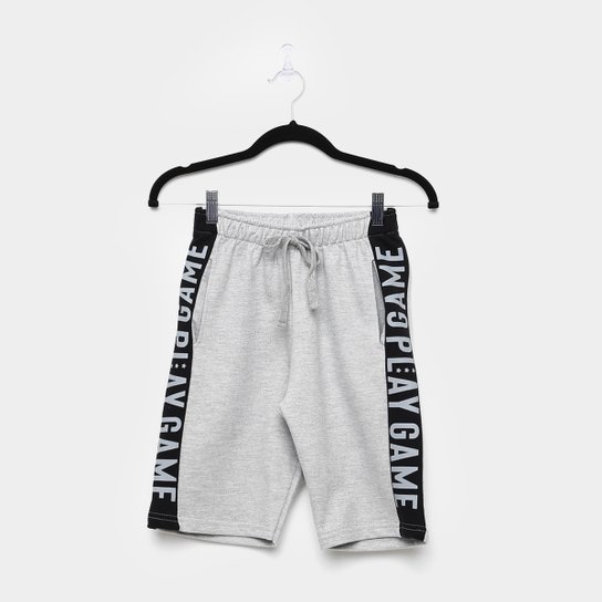 Bermuda Moletom Pulla Bulla Faixa Lateral Masculina - Cinza