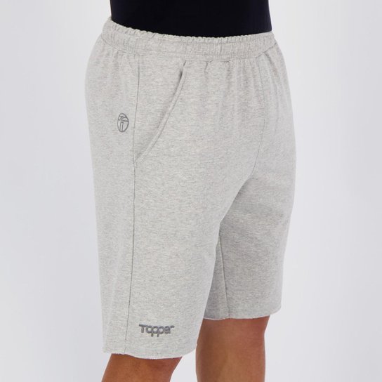 Bermuda Moletom Topper Basic Masculina - Cinza Menor preço em Bermuda Moletom Topper Basic Masculina - Cinza