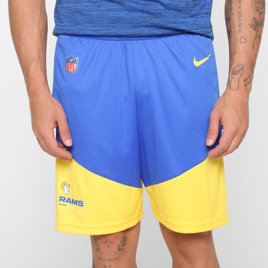 Bermuda Nike Los Angeles Rams Dri-FIT Knit Masculina - Dourado Menor preço em Bermuda Nike Los Angeles Rams Dri-FIT Knit Masculina - Dourado