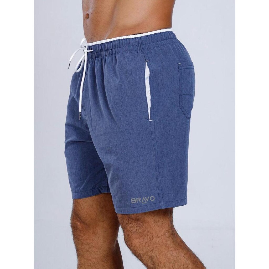 Bermuda Ocean Bravo Azul Jeans com Branco
