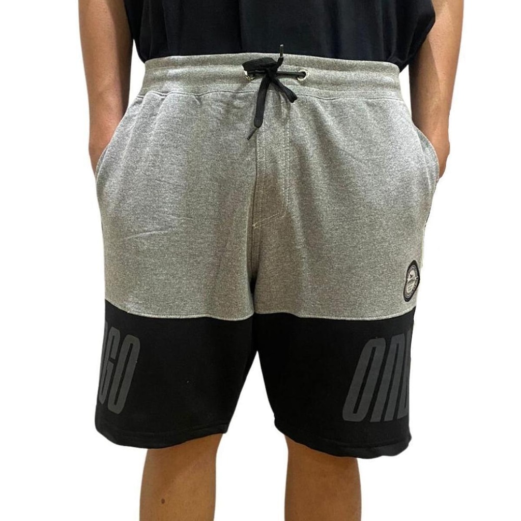Bermuda Onbongo Moletom D673A Cinza Preto