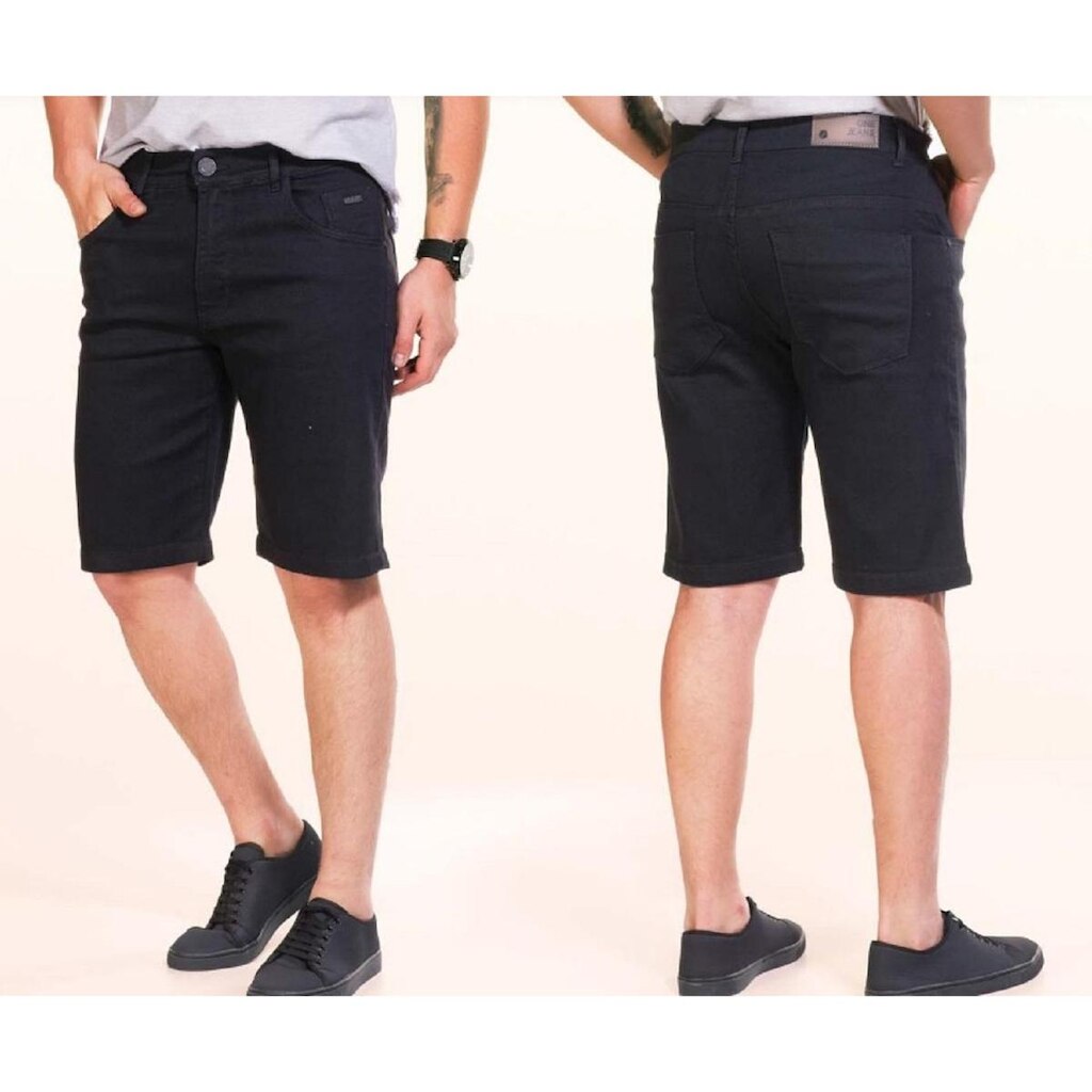 Bermuda One Jeans Basic Casual Confort Masculino Adulto Preto - Ref 023020