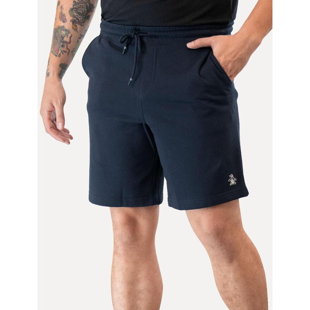 Bermuda Original Penguin Masculina Moletom Slim Patch Azul Marinho