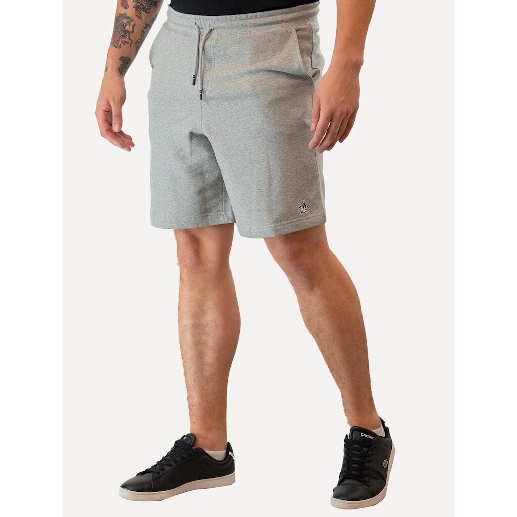 Bermuda Original Penguin Masculina Moletom Slim Patch Cinza Mescla