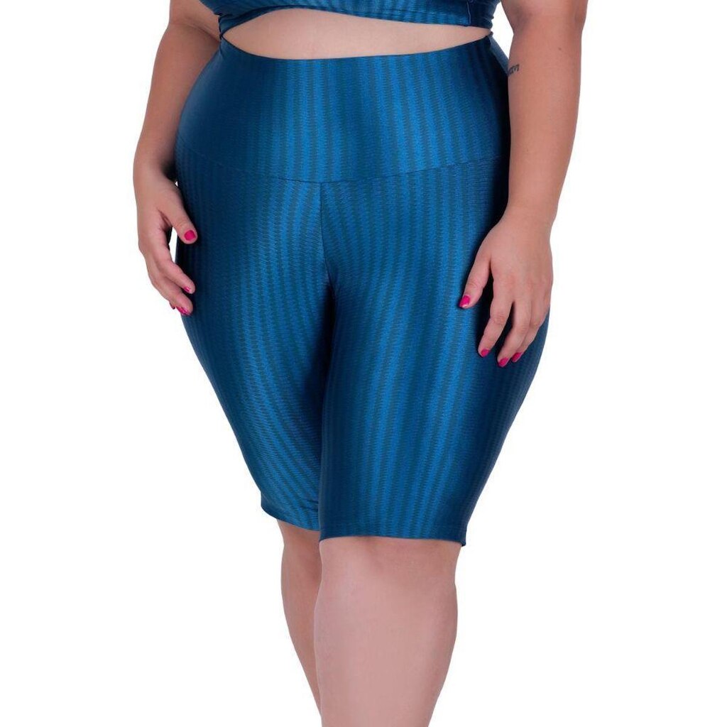 Bermuda para Academia Plus Size Fitness Cintura Alta 3D Sofia