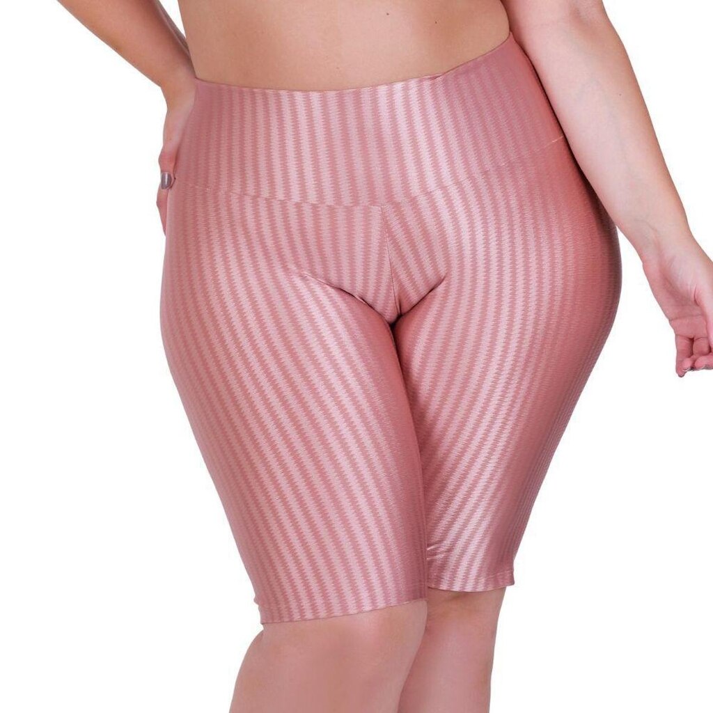 Bermuda para Academia Plus Size Fitness Cintura Alta 3D Sofia
