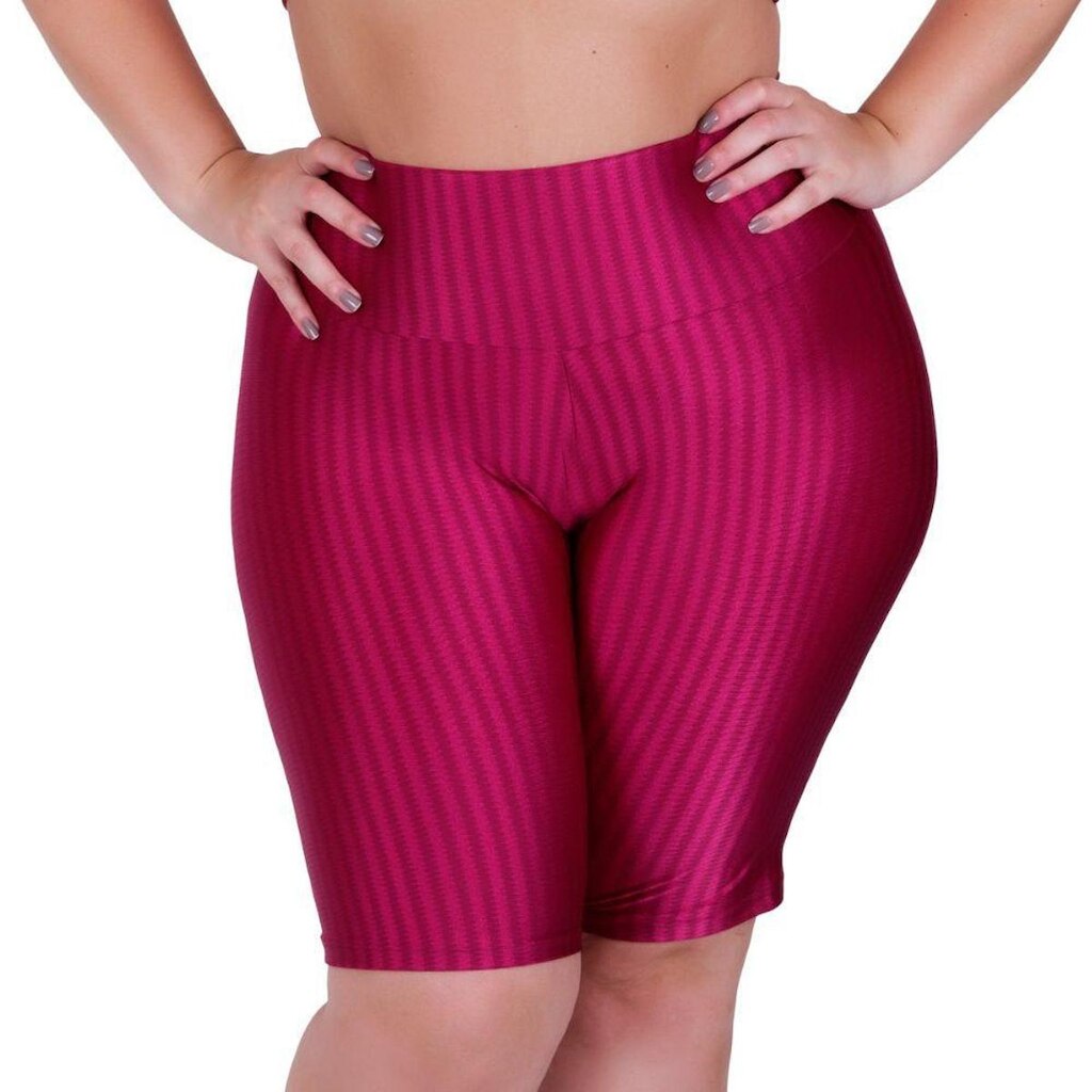 Bermuda para Academia Plus Size Fitness Cintura Alta 3D Sofia