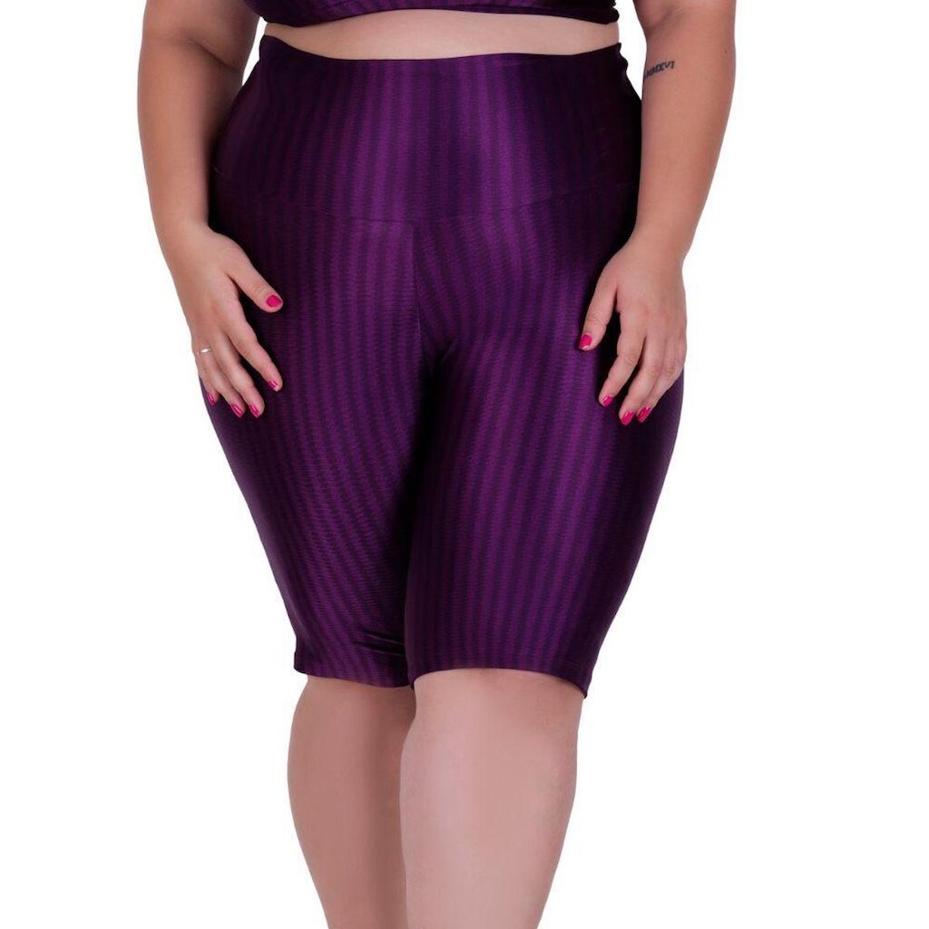 Bermuda para Academia Plus Size Fitness Cintura Alta 3D Sofia