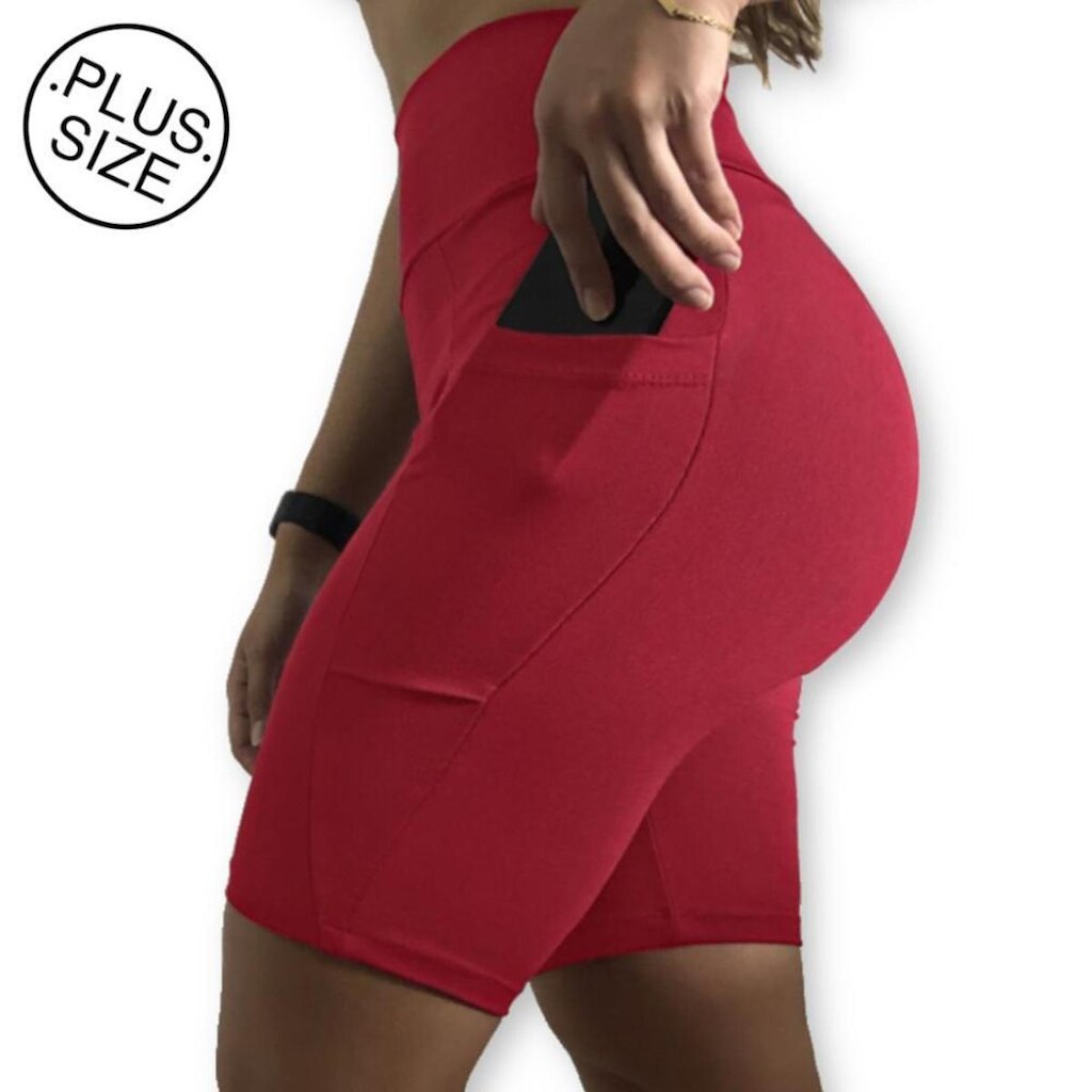 Bermuda Plus Size Heide Ribeiro Fit Bolso para Dispositivos