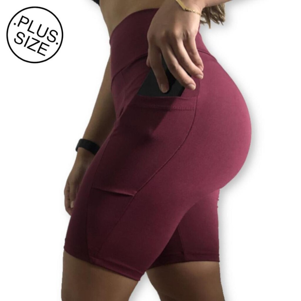 Bermuda Plus Size Heide Ribeiro Fit Bolso para Dispositivos