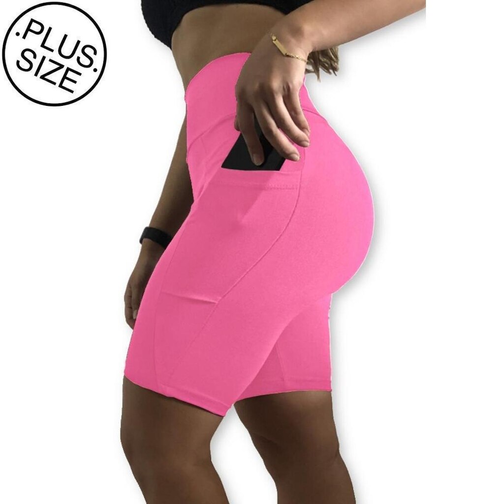 Bermuda Plus Size Heide Ribeiro Fit Bolso para Dispositivos