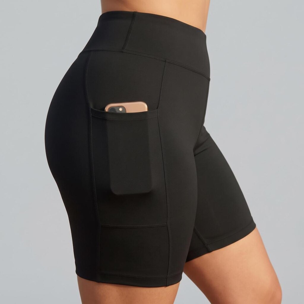 Bermuda Plus Size Para Academia Com Bolsos Suplex Cintura Alta