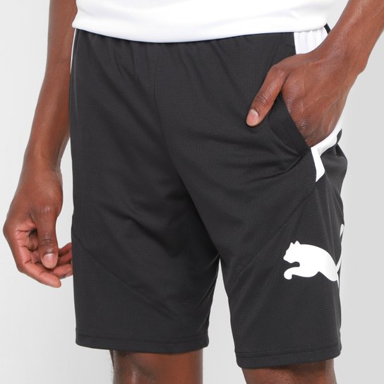 Bermuda Puma Train Vav Cat 9" Masculina - Preto+Branco Menor preço em Bermuda Puma Train Vav Cat 9" Masculina - Preto+Branco