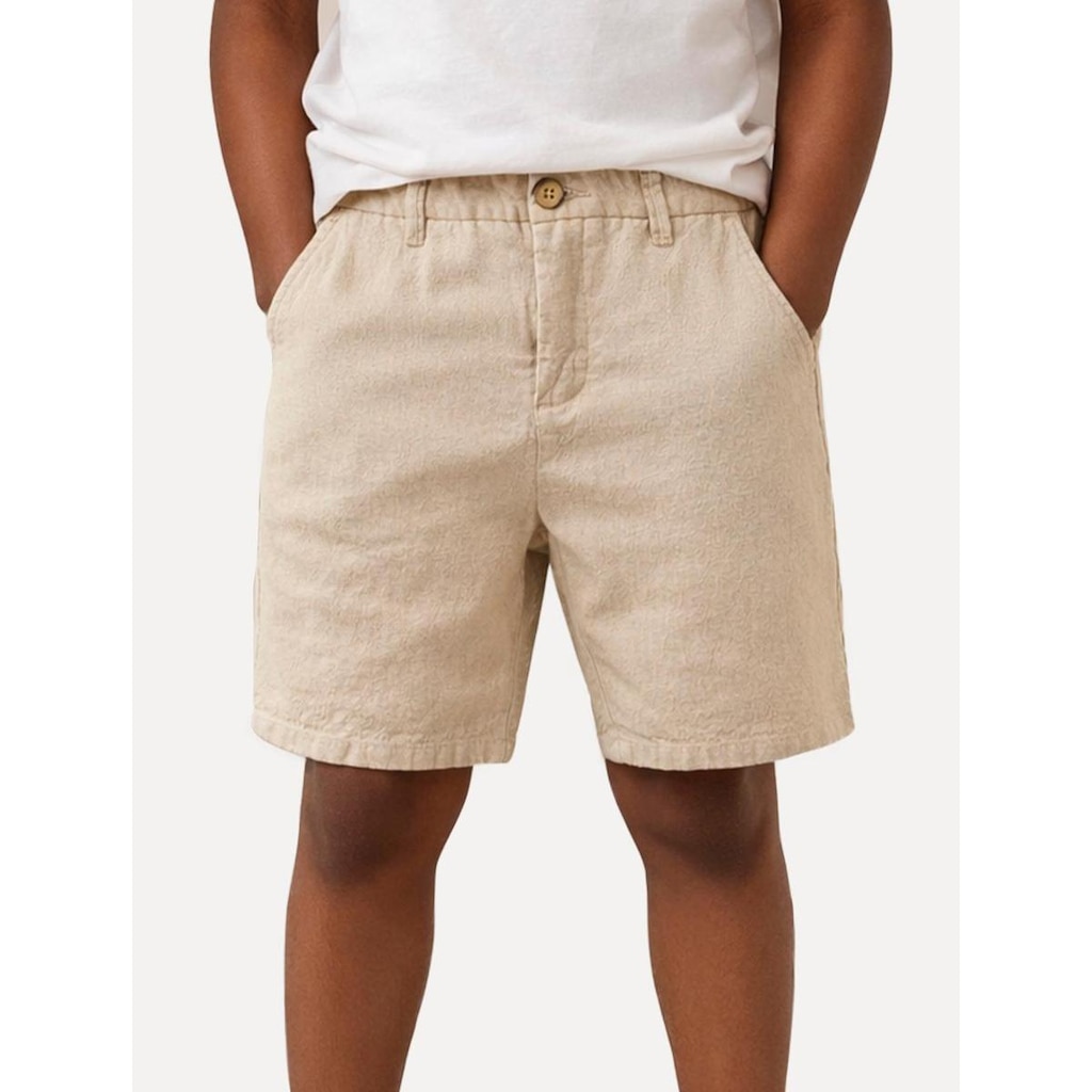 Bermuda Reserva Infantil Casual Linho Areia