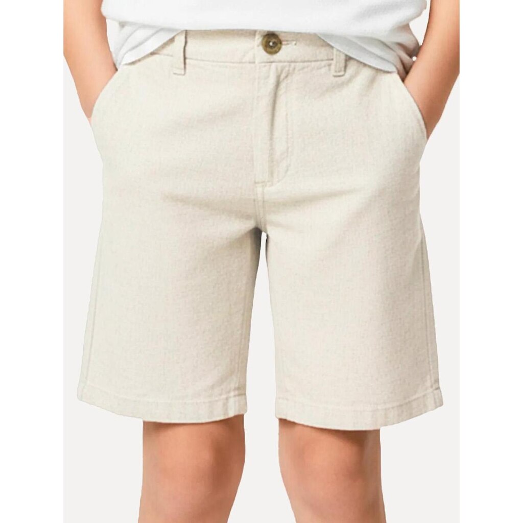 Bermuda Reserva Infantil Casual Linho Tal Pai Tal FIlho Areia