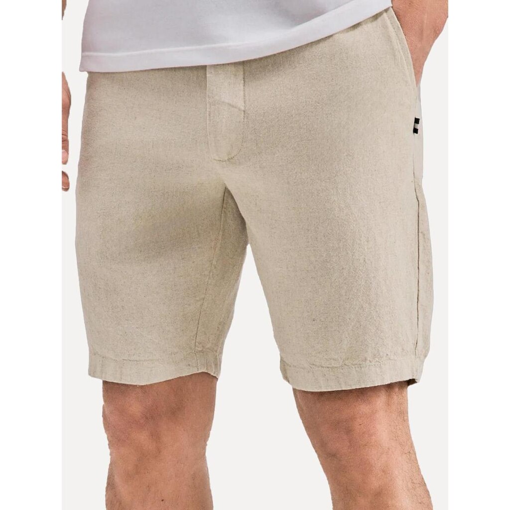 Bermuda Reserva Masculina Casual Linho Cáqui