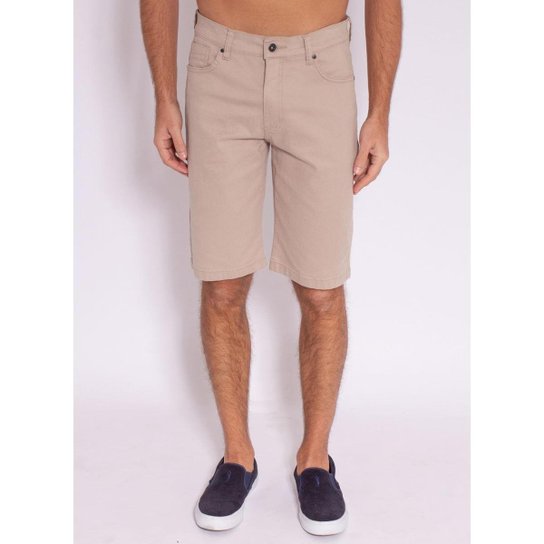 Bermuda Sarja Aleatory Plane Khaki-Khaki-52 - Bege Menor preço em Bermuda Sarja Aleatory Plane Khaki-Khaki-52 - Bege