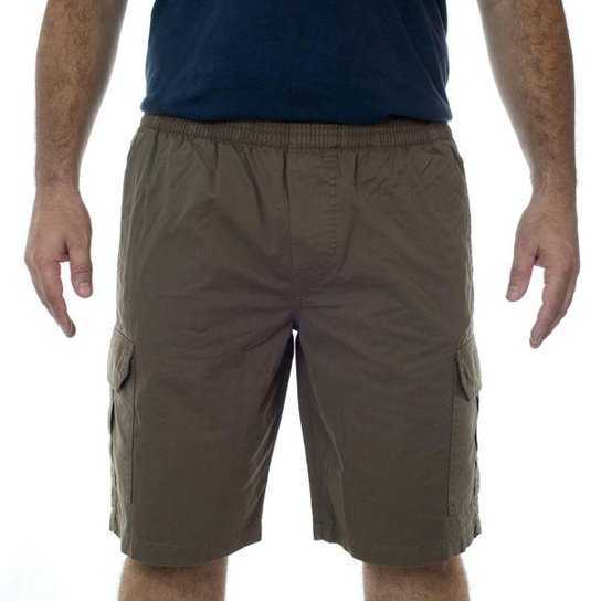 Bermuda Sarja California Prime Elástico Cargo Marrom - Marrom Menor preço em Bermuda Sarja California Prime Elástico Cargo Marrom - Marrom