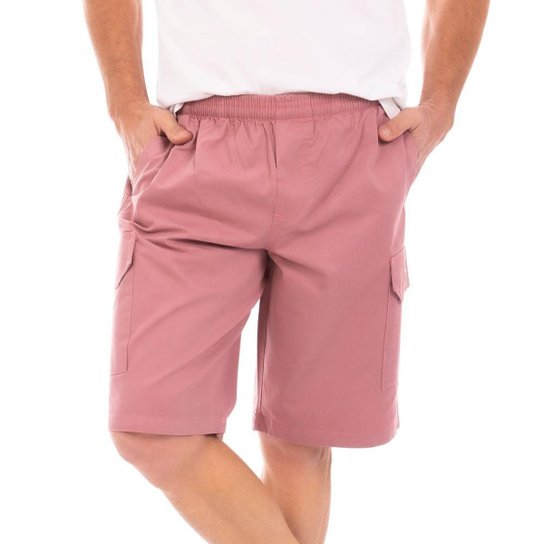 Bermuda Sarja California Prime Elástico Cargo Rosa - Rosa Menor preço em Bermuda Sarja California Prime Elástico Cargo Rosa - Rosa