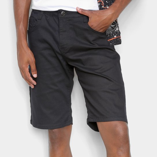 Bermuda Sarja Ecxo Básica Lisa Masculina - Preto Menor preço em Bermuda Sarja Ecxo Básica Lisa Masculina - Preto