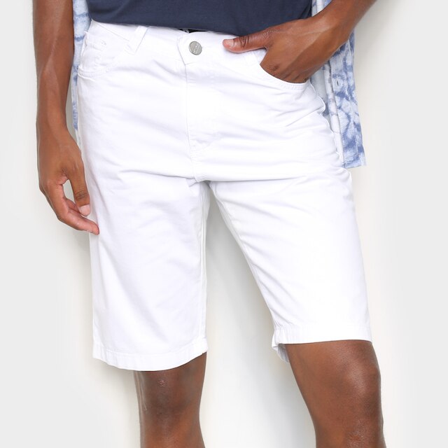 Menor preço em Bermuda Sarja Ecxo Básica Lisa Masculina - Branco