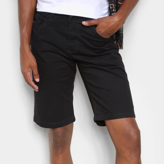 Bermuda Sarja Ecxo Básica Masculina - Preto Menor preço em Bermuda Sarja Ecxo Básica Masculina - Preto