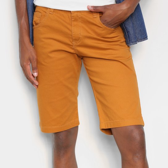 Bermuda Sarja Ecxo Básica Masculina - Laranja Menor preço em Bermuda Sarja Ecxo Básica Masculina - Laranja