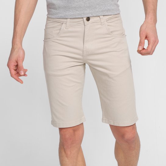 Bermuda Sarja Ecxo Lisa Masculina - Bege Menor preço em Bermuda Sarja Ecxo Lisa Masculina - Bege