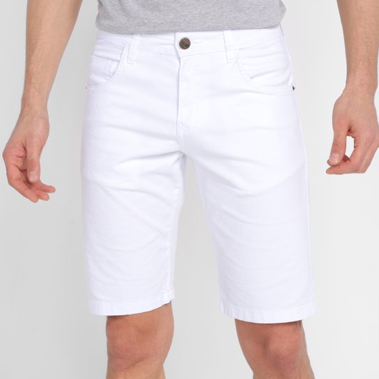 Bermuda Sarja Ecxo Lisa Masculina - Branco Menor preço em Bermuda Sarja Ecxo Lisa Masculina - Branco