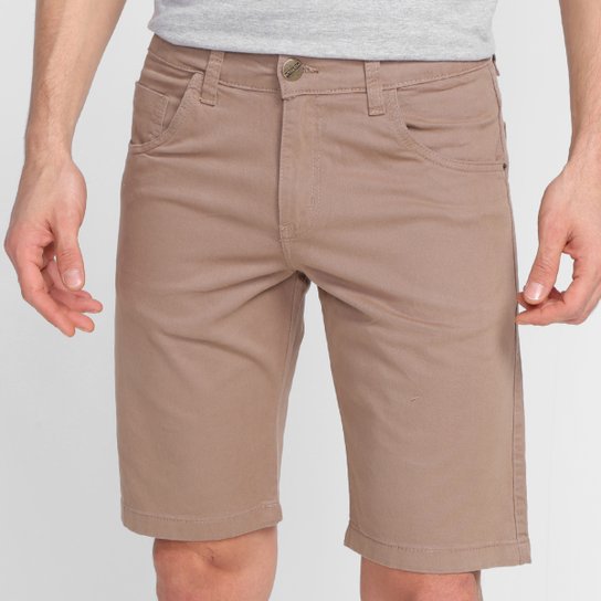 Bermuda Sarja Ecxo Lisa Masculina - Cáqui Menor preço em Bermuda Sarja Ecxo Lisa Masculina - Cáqui